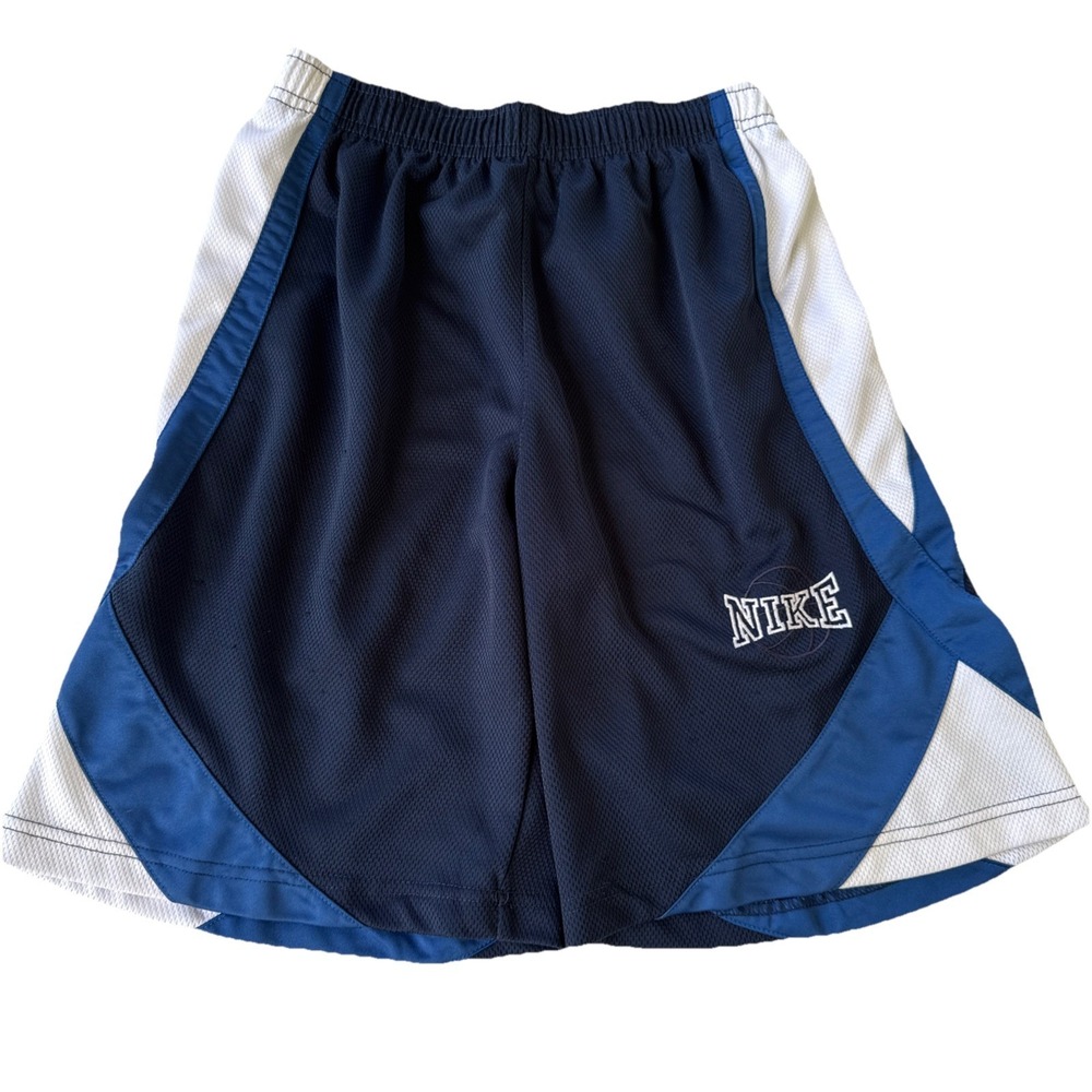 Nike Basketball Shorts Youth Small Blue White Y2K Embroidery Gym‎ Athletic